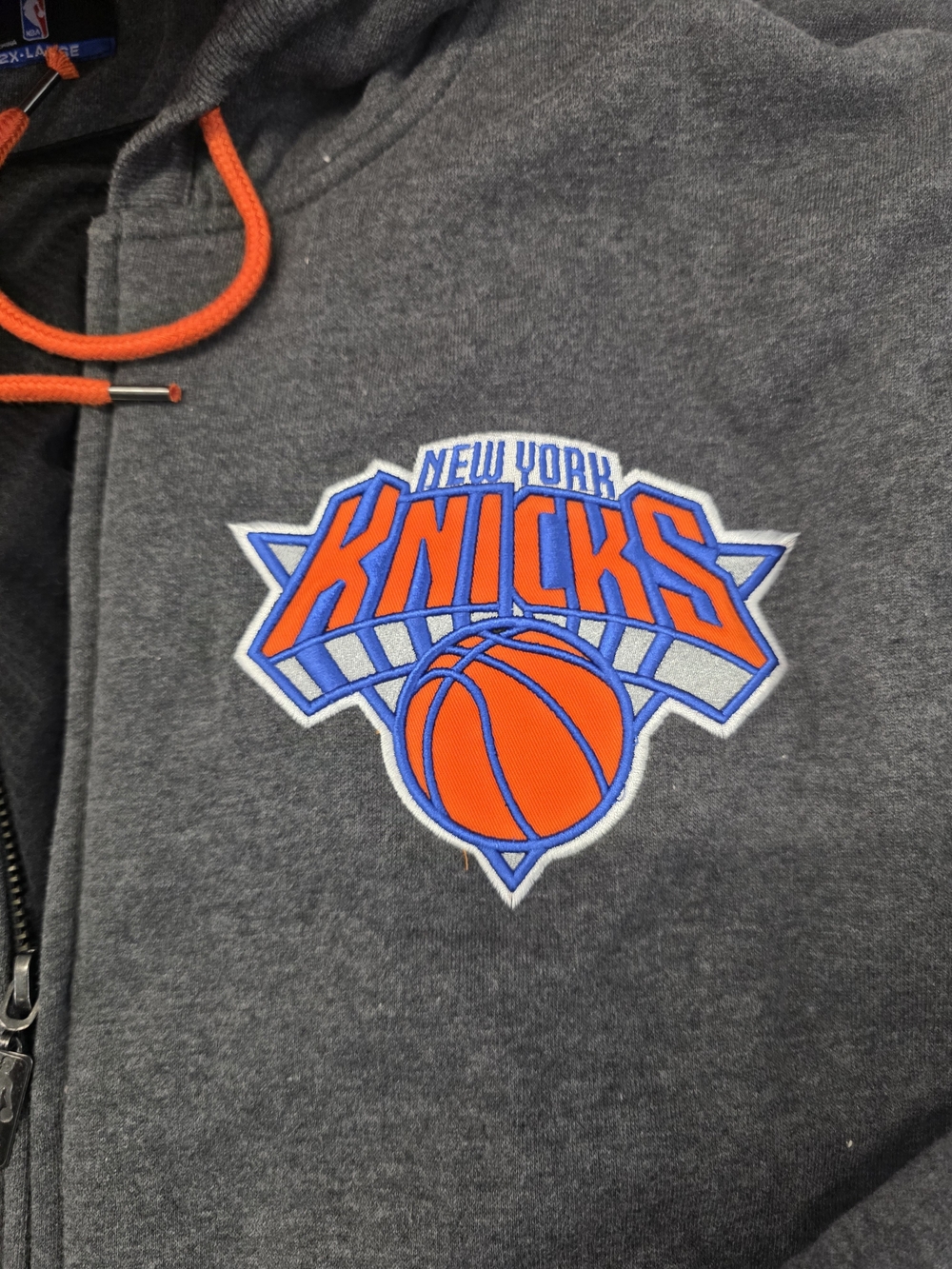 NBA UNK Zip Hoodie NewYork Knicks gray & striped Men's Size XXL - Picture 3 of 9